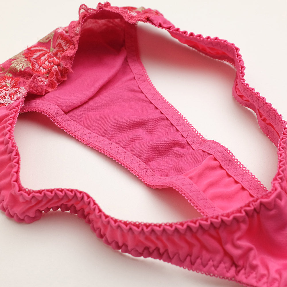 花柄刺しゅう レース Tバックショーツ パンティ セクシー 下着 ランジェリー レディース ラポーム bon KOBE 202T263