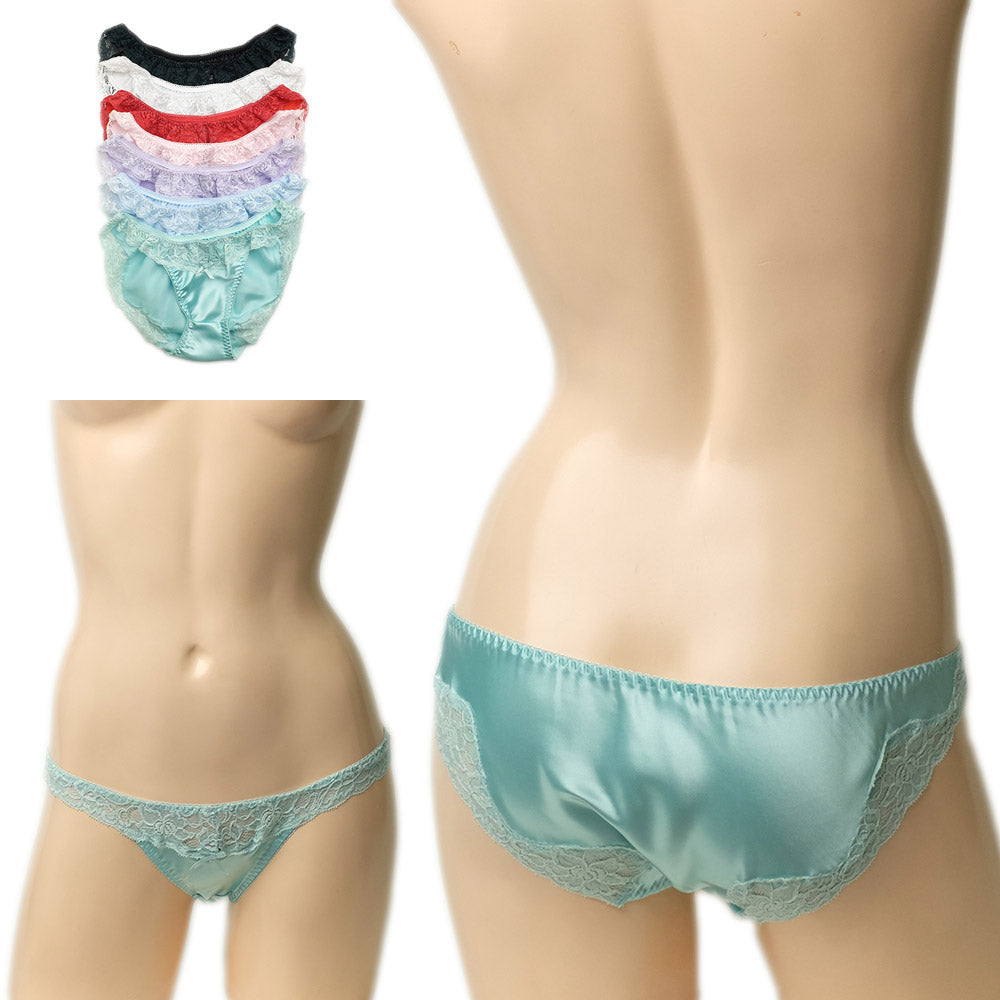 サテン&ストレッチレース フルバック ショーツ パンティ セクシー 下着 ランジェリー レディース 女性用 ラポーム La-Pomme 423018