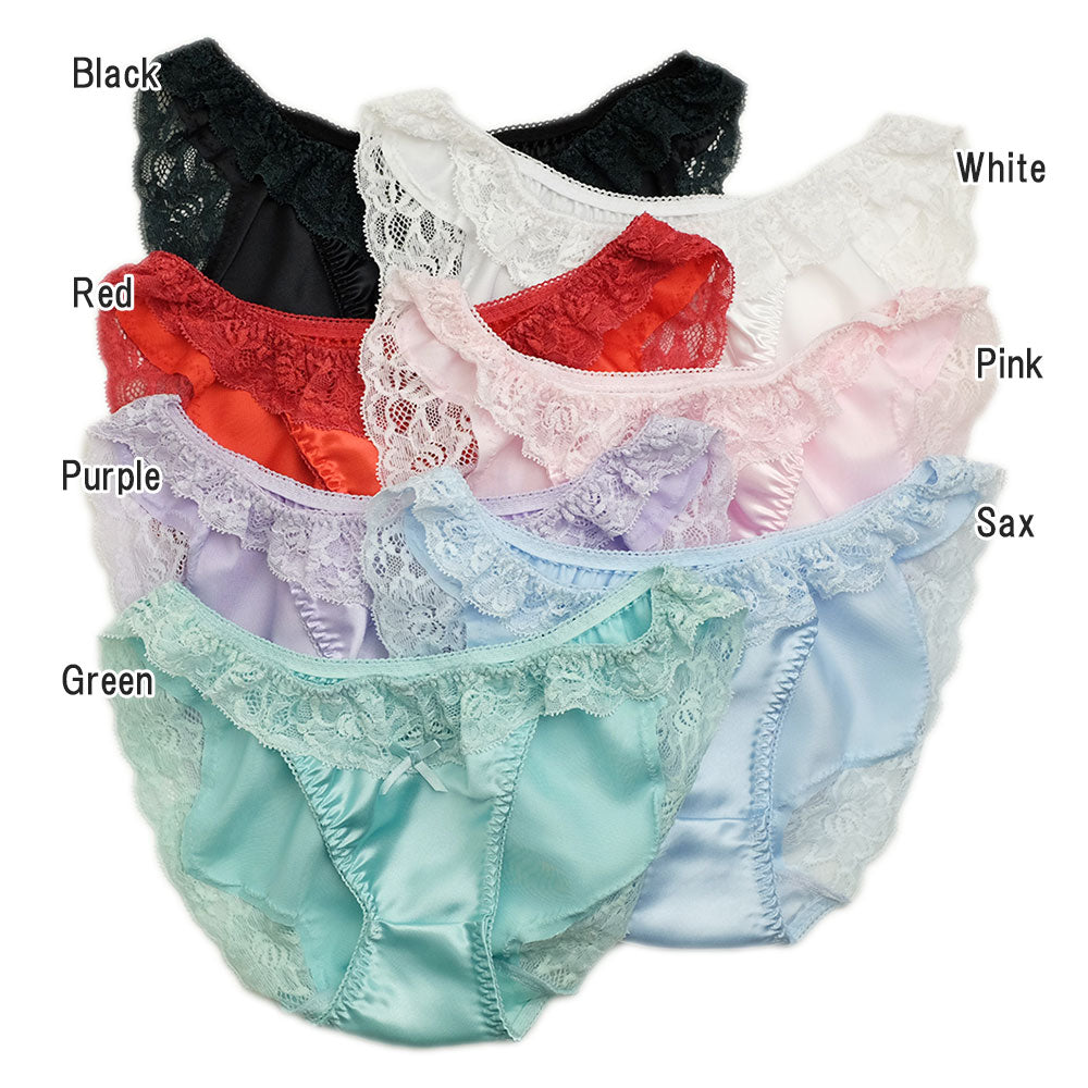 サテン&ストレッチレース フルバック ショーツ パンティ セクシー 下着 ランジェリー レディース 女性用 ラポーム La-Pomme 423018