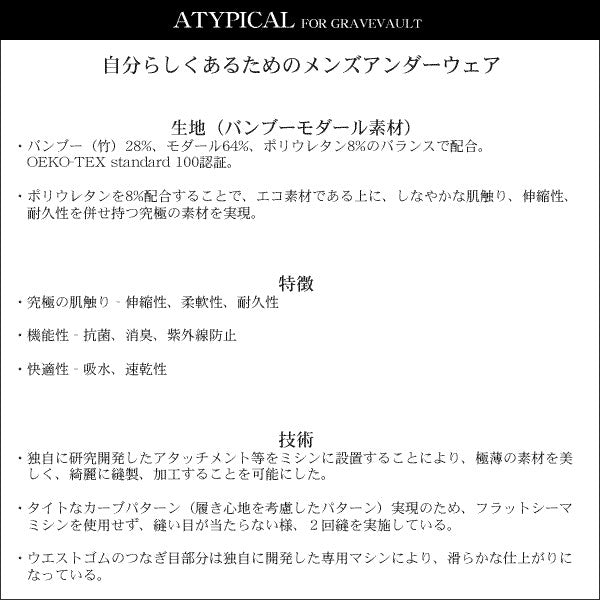 ATYPICAL FOR GRAVEVAULT バンブー VネックTシャツ アティピカル 大きいサイズ XLサイズ