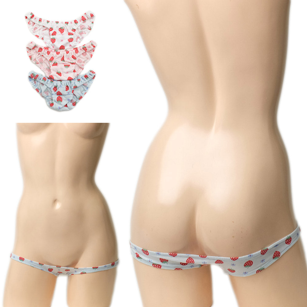 いちごパンツ ちび スキャンティ スーパーローライズ 極小 極浅 ショーツ パンティ セクシーショーツ 下着 ランジェリー 半尻 ロリパン レディース ラポーム La-pomme 114022