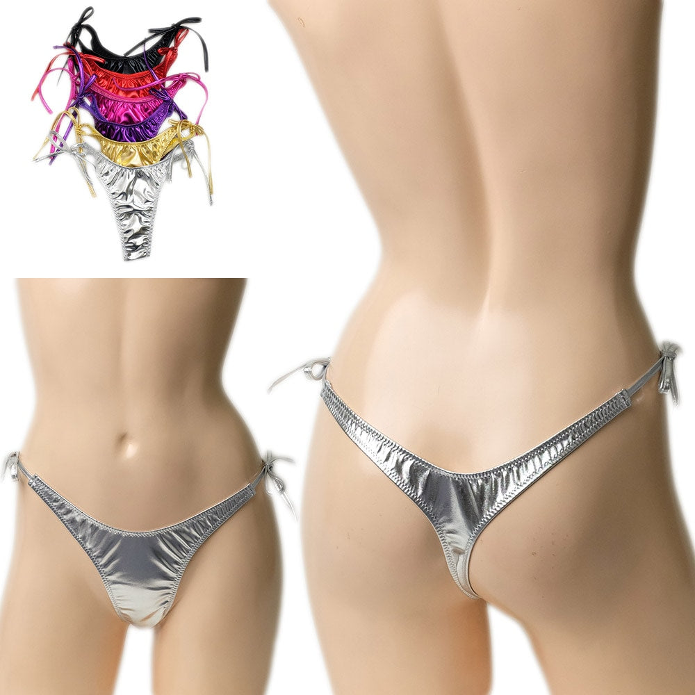 ラポーム メタリック ハイレグ Tバック 紐パン ひもパン ビキニ ショーツ ソング パンティ セクシー 下着 ランジェリー 女性 大人 ラ・ポーム La-Pomme 223003