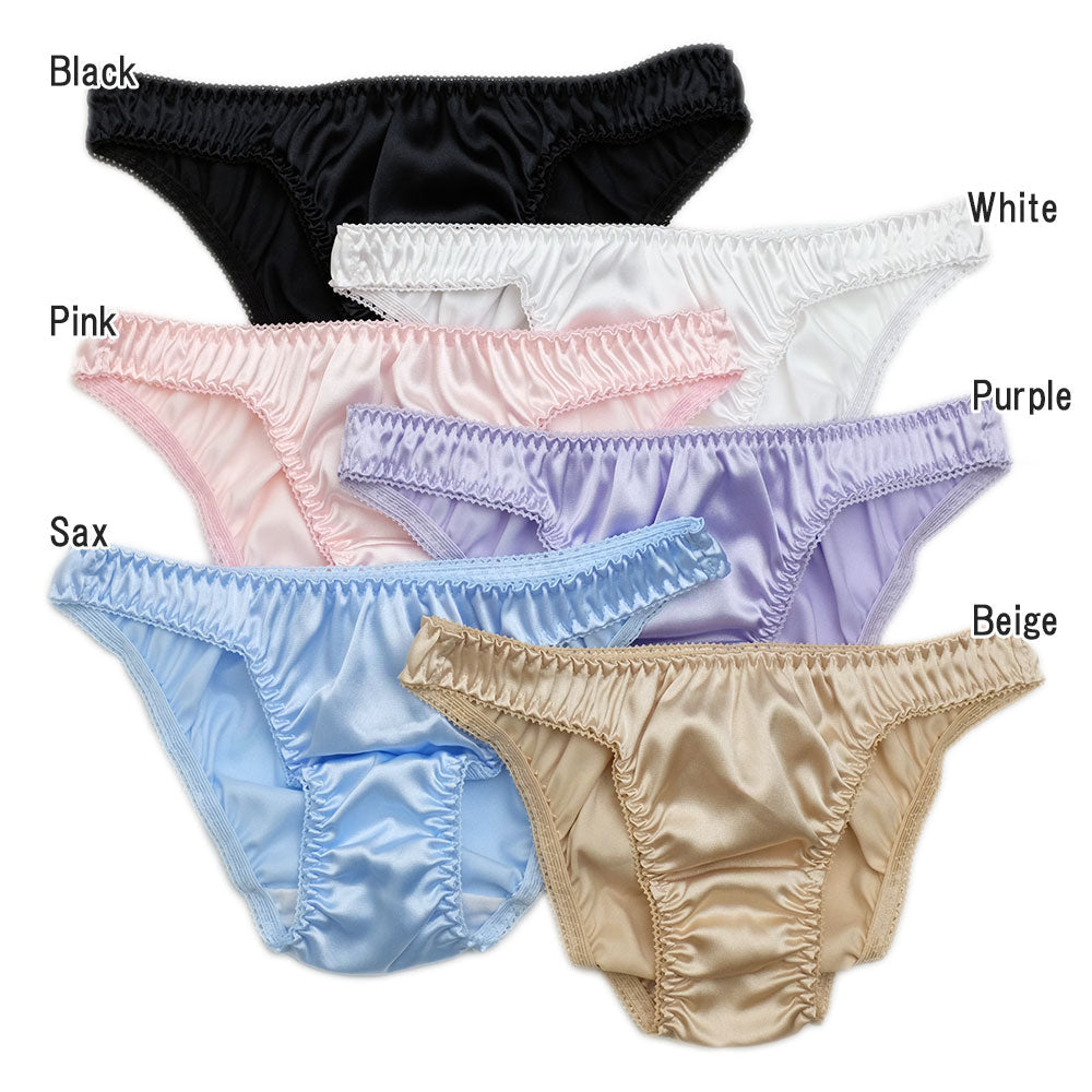 サテン生地 フルバック ショーツ ビキニショーツ パンティ セクシーショーツ 下着 ランジェリー レディース ラポーム La-pomme 320094