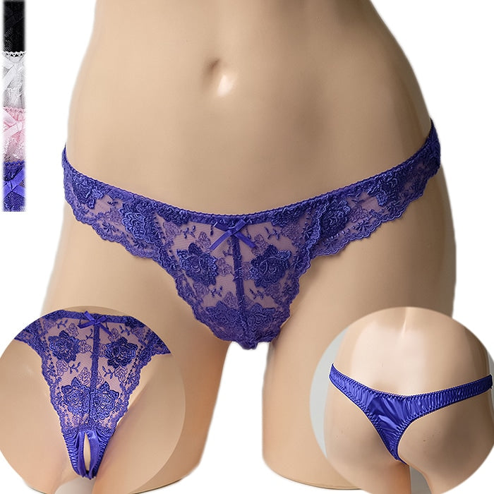 穴あき オープンクロッチ レース Tバック ショーツ タンガ パンティー ラポーム 下着 ランジェリー セクシー レディース La-Pomme 321087
