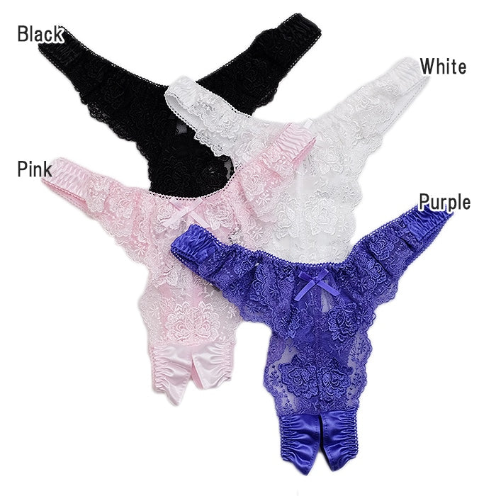 穴あき オープンクロッチ レース Tバック ショーツ タンガ パンティー ラポーム 下着 ランジェリー セクシー レディース La-Pomme 321087