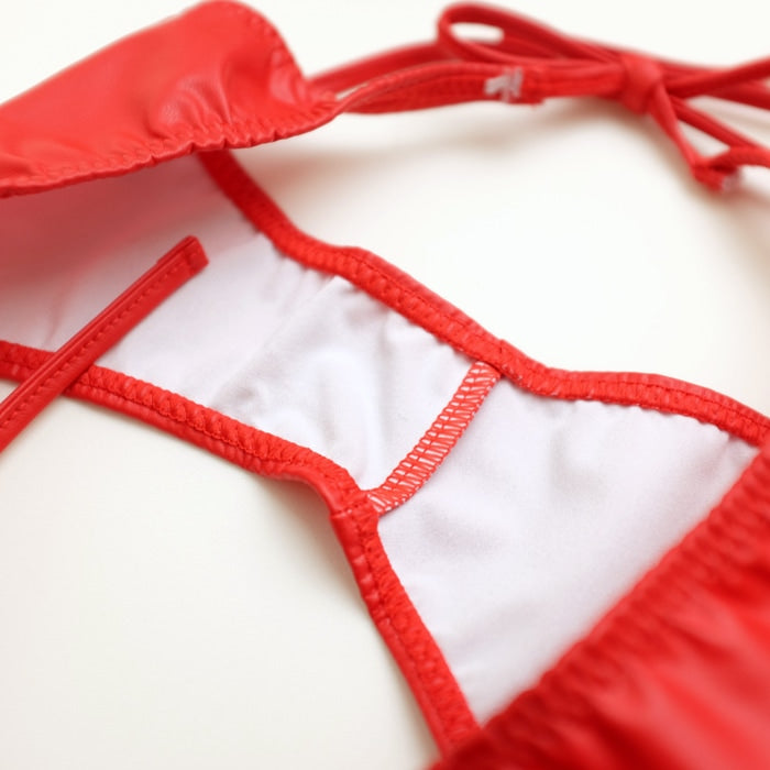 ブラジャー ショーツ セット ハーフバック ひもパン セクシー フェイクレザー ラポーム チェリーラブ LS092