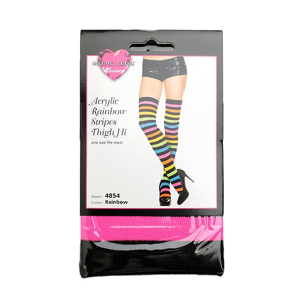 レインボー ボーダー サイハイストッキング ミュージックレッグ MUSIC LEGS 4854