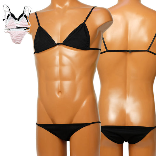 メンズブラ＆ショーツセット 三角ブラ 下着 セクシー メンズ 男性 メンズ下着 ラポーム オム La-Pomme Homme MBS001